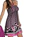 Amiley Summer Sexy Plus Size Women Boho Floral Printed Off Shoulder Sleeveless Evening Beach Dress Short Mini Beach Swimming Pool Dress (XL, Grey)
