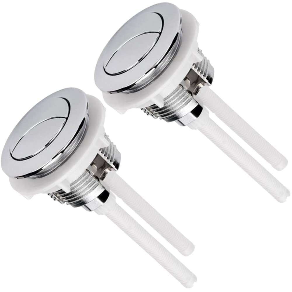 Juliyeh 2-Piece Standard 58 mm Four-Rod Double Push Button Flush Button for Toilet Closestool Cistern Replacement Accessories (Silver)