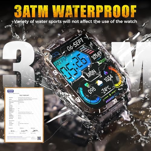 LBOYLOVE® Military Smart Watch for Men, Outdoor Waterproof Smart Watch, 1.96'' Big Screen, Answer Call, Fitness Track, Blood Oxygen, Heart Rate and Sleep Monitor, for iPhone and Android Phones