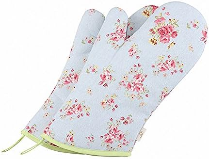 COMEING Cotton Canvas Quilting Oven Mitts for Women Set of 2 Floral Quartz Pink