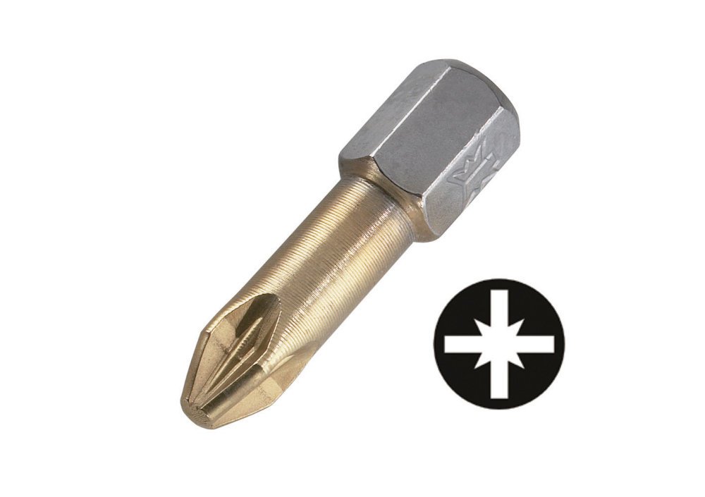 wolfcraft 2 Torsion TiN Bits, Crosshead (PZ 2) I 1326000 I Torsion TiN bits in various sizes