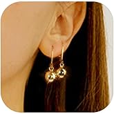 Sterling Silver Ball Drop Earrings for Women Hypoallergenic Leverback Dangle Jewelry Lightweight Handmade White Gold Plated Earrings