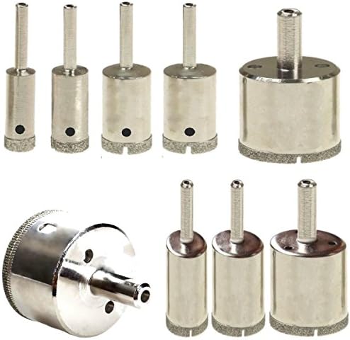 Jinnuo Star LOT 9 Pcs Set Diamond Hole Saw Drill Bit Set 10mm - 50mm Granite Glass Tile - Tools 9 Piece Diamond Dust Hole Saw Drill BIT for Ceramic Tile Marble Rock Porcelain