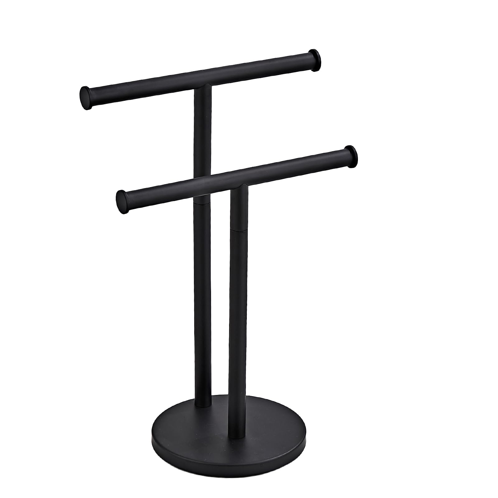 Photo 1 of Hand Towel Holder, NEWRAIN Double Countertop Hand Towel Holder Stand, Stainless Steel Free Standing Hand Towel Rack with Heavy Base, for Bathroom Kitchen & Counter top, Matte Black