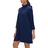 Kedera Women's Fall Bow Tie Dress Casual Mini Dress Ruffle Mock Neck Long Sleeve Dress Swing Elegant Shift Dress