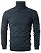 Ohoo Mens Slim Fit Long Sleeve Turtleneck Mixed Ribbed Hem Pullover Sweater