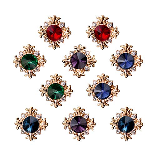 Joyci 10-Pack Vintage Brooch Shirt Suit Lapel Pin Vest Safety Pushpin Buckle Decorate Button Metal Tie Tacks Pin Back Clutch (Baroque Gem) - Thumbnail 6