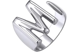 KeyStyle Gold Bold Initial Letter Open Ring Adjustable, GoldChic Jewelry Women Statement Rings Personalised Engraved Women’s Signet Ring for Party