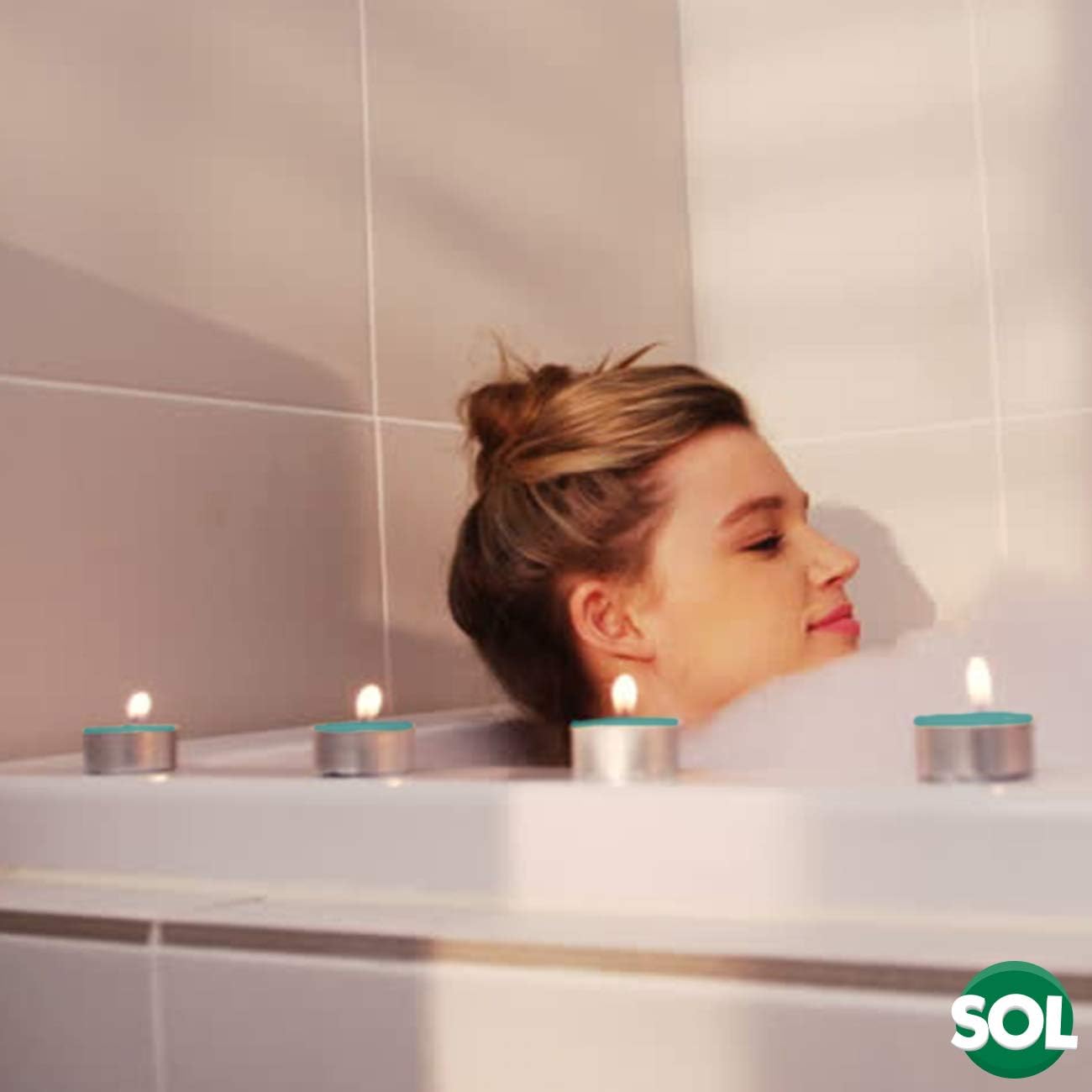 SOL 15pk Mountain Spring Scented Tea Light Candles Long Burning, 3.5 Hour Burn Time, Ideal for Home Relaxation, Spa, Massage - Image 5