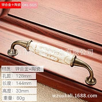 ZTZT Cómoda y perillas de cerámica de mármol clásico Tirador de la