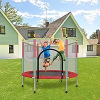 Fiudx Trampolines,5 FT Kids Trampoline with Enclosure Net Jumping Mat and Spring Cover Padding Outdoor Trampoline
