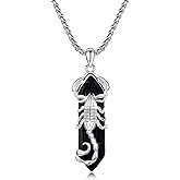 TRISHULA Scorpion Necklace Sterling Silver Healing Crystal Scorpion Pendant Onyx Necklace Animal Jewelry Gift for Women Men Birthday Christmas