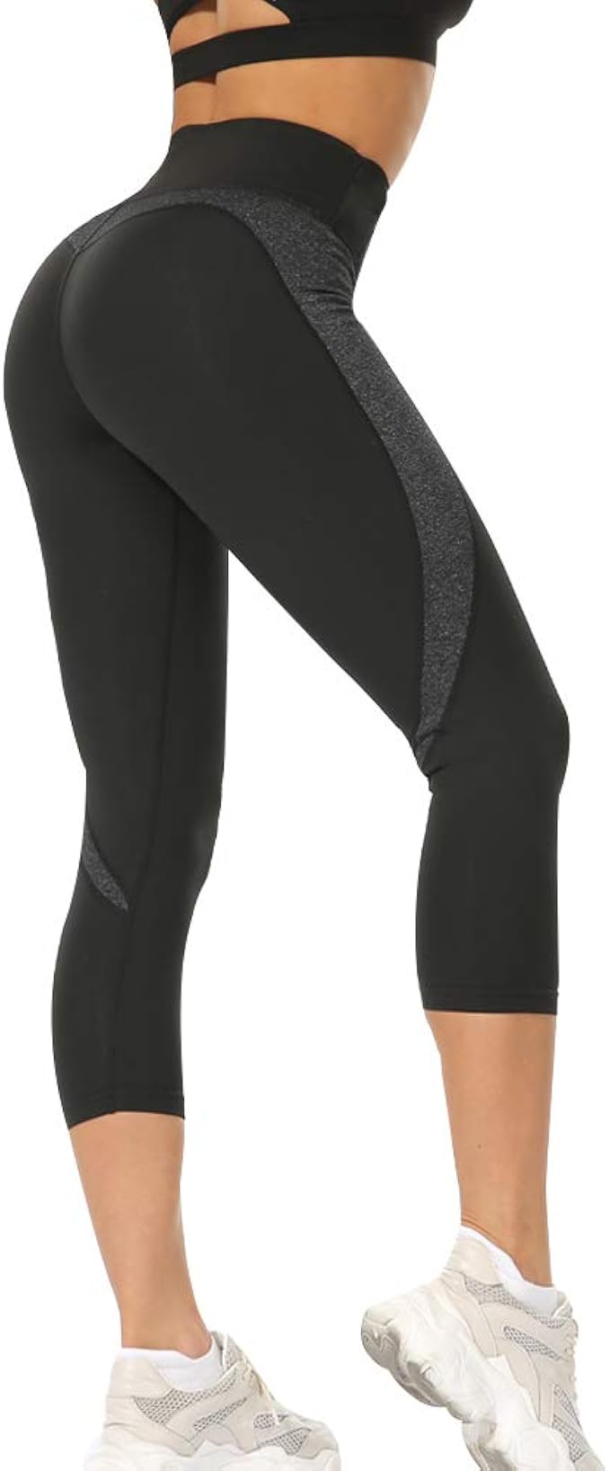 Leggings Femme 3/4 Modal Avec Dentelle - Taille Unique Blanc - Confortable Pour Yoga Et Quotidien