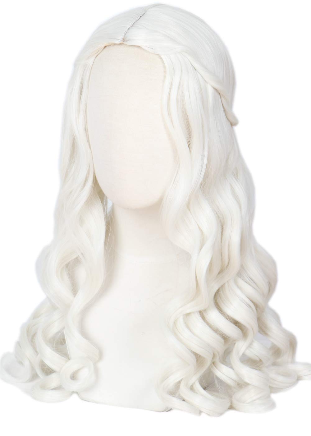 Linfairy Women Girl's White Blonde Long Wavy Wig Halloween Cosplay Costume Queen Wig for Adult
