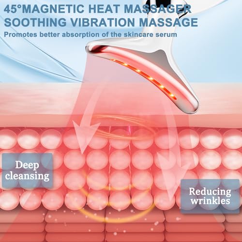 Red Light Therapy Device for Face and Neck Facial Massager, 7 Color Skin Lifting & Firming Face Massager tool, Face Sculpting Tool for Skin Care with Vibration