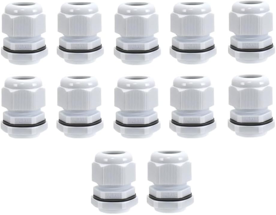 AVARTEK 12pk M20 Black Nylon Cable Glands 6-12mm IP68 Watertight Connectors