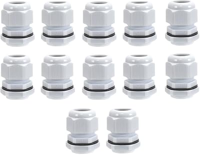 AVARTEK 12pk M20 Black Nylon Cable Glands 6-12mm IP68 Watertight Connectors