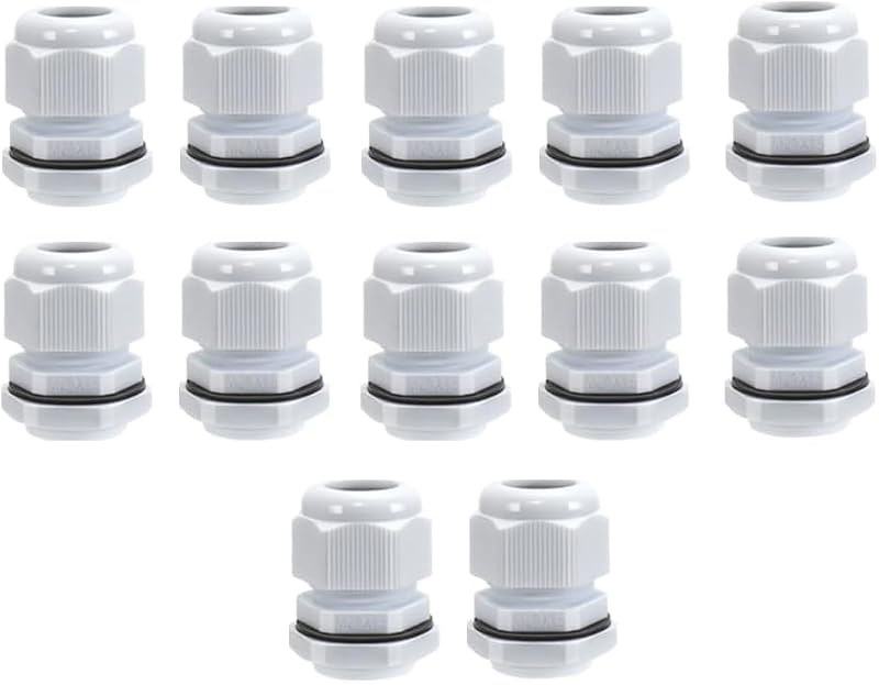 AVARTEK 12pk M20 Black Nylon Cable Glands 6-12mm IP68 Watertight Connectors