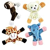 4 Refrigerator Magnets- Wild Animals (Monkey, Bear, Giraffe and Elephant), Plush Animal Magnet For Refrigerator, Dry Erase Board Or Any Metal Surface, Fridge Magnets, Dry Erase Board Magnets