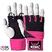 WYOX Gel Boxing Hand Wraps Inner Gloves for Men & Women, 80cm Quick Wrist Straps, Padded Knuckle Protection for Muay Thai Kickboxing, Hand Wraps for Boxing & Martial Arts (Pink & Grey, XS)