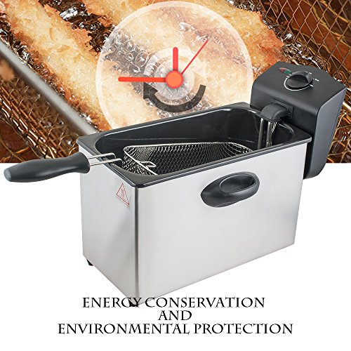 Click Here to See More Images Carejoy 4L Stainless-Steel Electric Deep Fryer, Single-tank Commercial Tabletop Restaurant Frying Basket