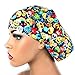 Womens Surgical Scrub Hat OR Nurse Cap Euro Style Adjustable Cap Emojis, Rainbows, Party Food