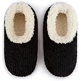 Snoozies Teddy Bear Faux Fur House Slippers for Women with Memory Foam Insole, Sherpa-Lined Slipper Socks Non-Skid
