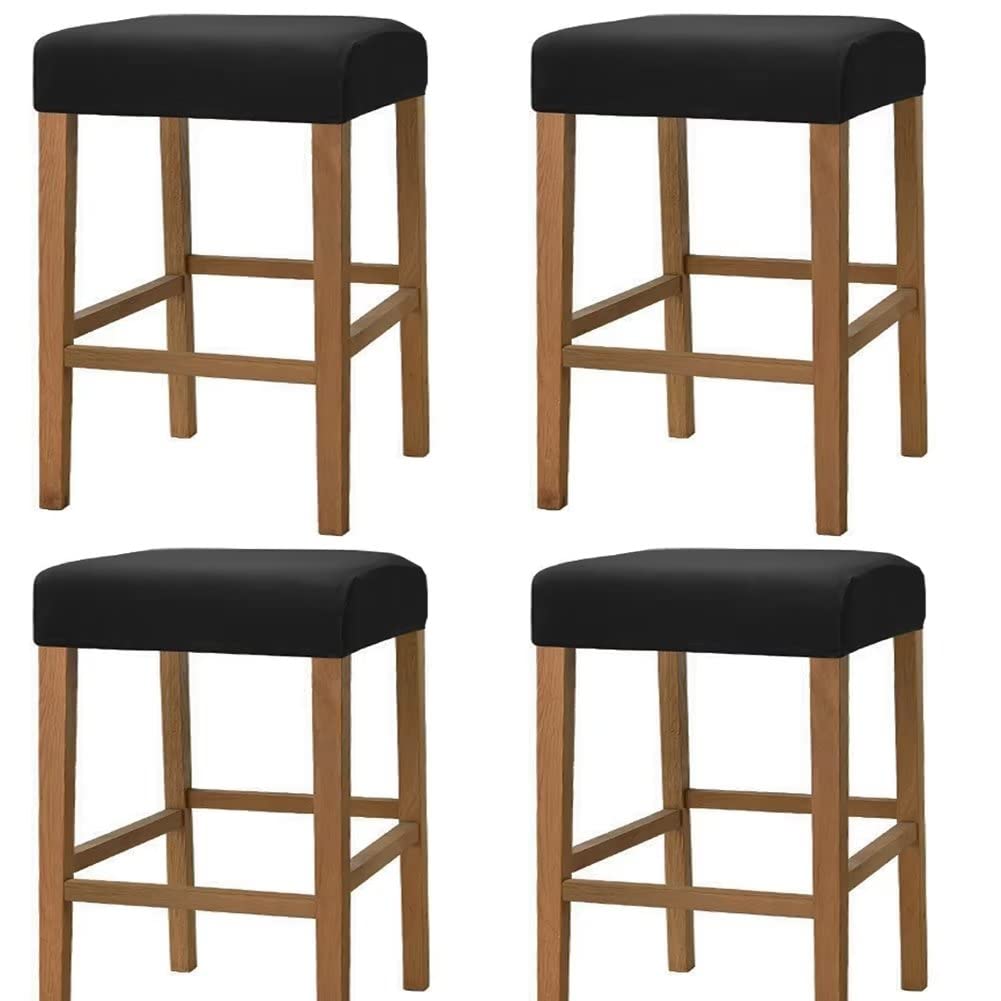 Photo 1 of HFCNMY Stool Covers Rectangle,Stretch Rectangle Bar Stool Covers Elastic Chair Seat SlipcoversJacquard Saddle Seat Cover Vanity Stool Cover Counter Stool Covers for Wooden Metal Bench(4 Pack,Black)