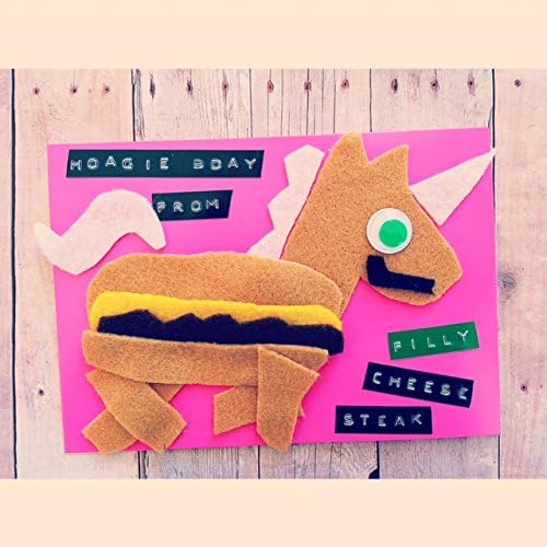Hoagie Bday From Filly Cheese Steak. Filly Cheese Steak Unicorn Quirky Handmade Birthday Card