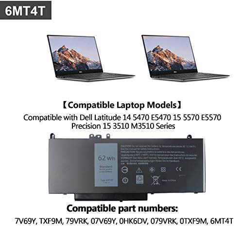 vhbw batteria compatibile con Dell Latitude E5570, E5470, E5550