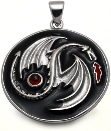 Fire Dragon Silver Pendant with Garnet