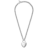 Olivia Burton Jewelry - Women's Classic Locked Heart Pendant Necklace - Stainless Steel, Hypoallergenic - Chunky Chain - Gift for Her