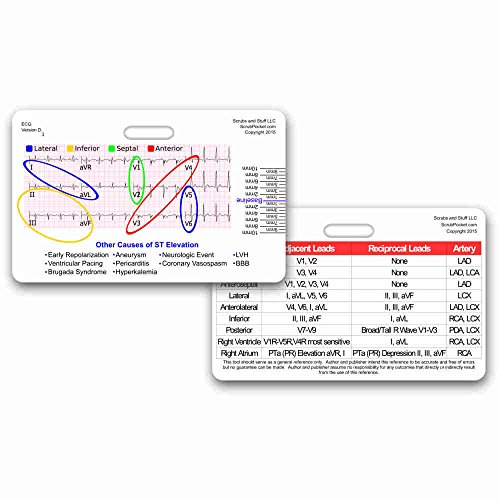 STEMI 12 Lead Tool Horizontal Reference Badge ID Card (1 Card) - //medicalbooks.filipinodoctors.org