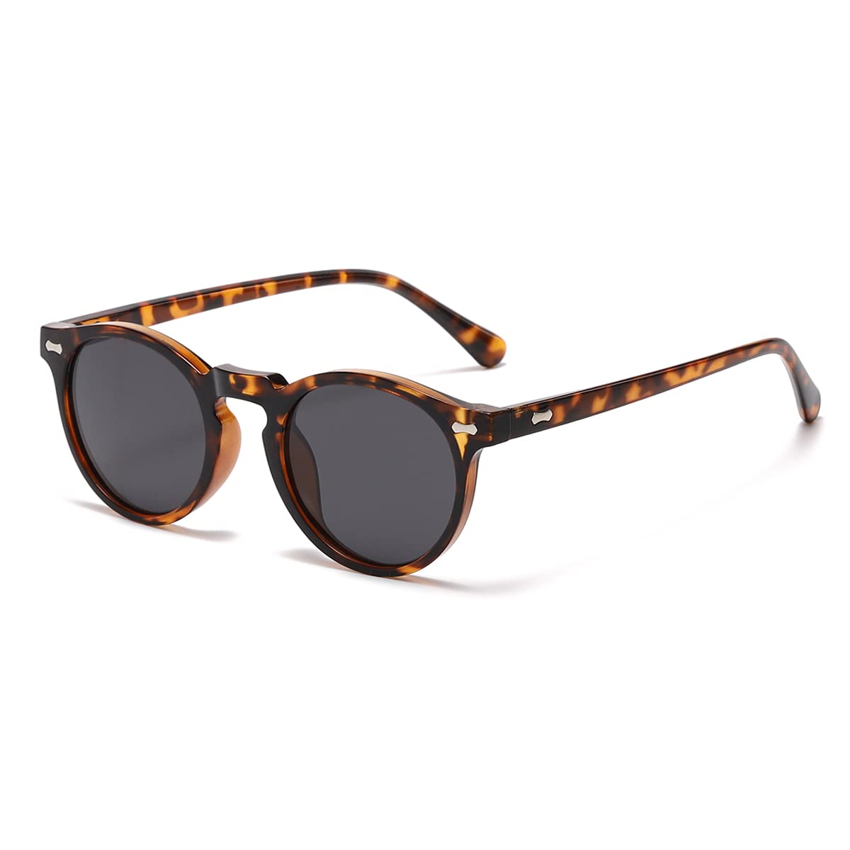 Gleyemor Vintage Polarized Sunglasses for Men Round Sunglasses UV400 Protection Retro Hand-crafted Acetate Frame