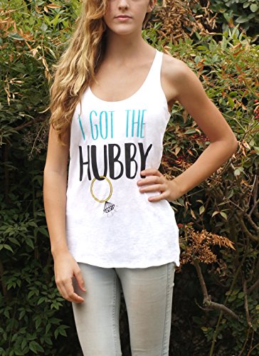 Bachelorette Party Shirts - Triblend Racerback Hubby and Bubbly Tanks (Small, White)