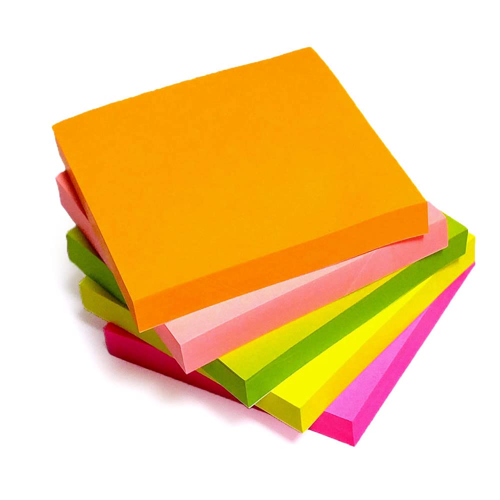 10 Pads Bright Coloured Removable Sticky Notes/Adhesive Notes 76x76mm 100 Sheets per Pad