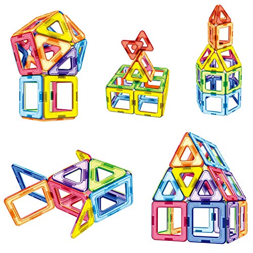 Brightown Magnetic Blocks Building Set for Kids, Magnetic Tiles Educational Construction Toys for Boys and Girls with Giftbox, 92 Pieces
