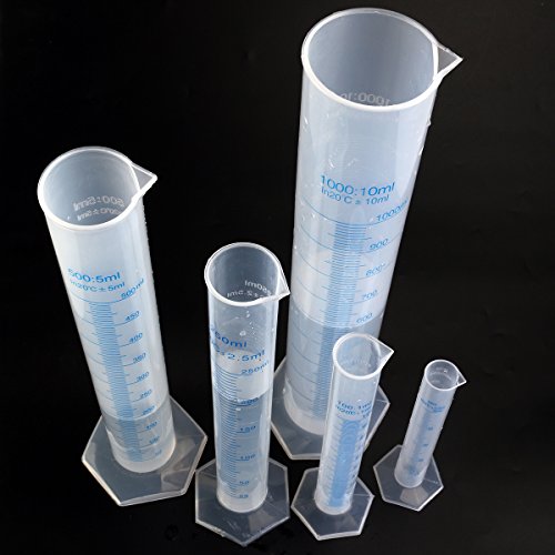 Pixnor 5pcs Measuring Cylinder Graduated Cylinder 50ml 100ml 250ml 500ml 1000ml