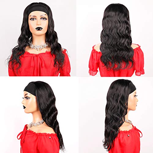 ZILING-Headband-Wig-Human-Hair-For-Black-Women-Glueless-None-Lace-Front-Wig-With-Headband-Attached-Body-Wave-Ice-Silk-Headband-Half-Wig-For-Beginners-10-Seconds-To-Wear-16-inch-Body-wave