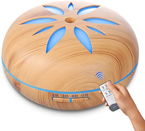 SEAMEI 550ml Essential Oil Diffuser Aroma Diffuser,Wood Grain Ultrasonic Humidifier Cool Mist Diffusers with 7 Color LED Lights for Home Yoga Office,Waterless Auto Shut-off