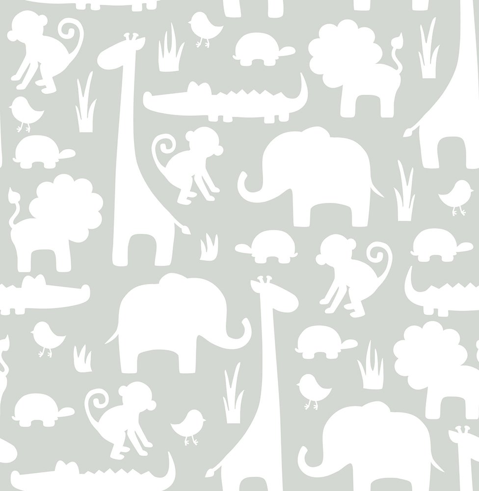 NuWallpaper Gray Its A Jungle in Here Peel and Stick Wallpaper, Vinyl