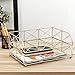 MyGift 2-Tier Geometric Light Gold-Tone Metal Desktop Stacked Letter Tray