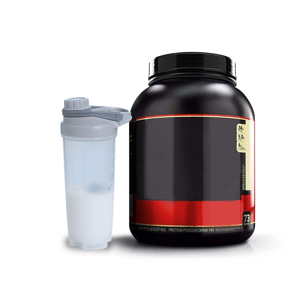 Inshere Protein Shake Sport Water Bottle with Mixer Ball Measurement Leakproof for Fitness Gym Men Women 24oz/700ml(Gray)