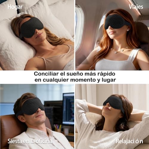 INNELO Antifaz para Dormir con Peso Mejorado de 130 g, Antifaz 3D para Mujeres y Hombres, Transpirable y Cómodo, Alivio de la Presión, 100% Bloqueo de Luz, para Dormir y Viajar, Negro