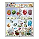 Happy Easter Thick Printed Gel Clings – Incredible Reusable Glass Window Clings for Kids and Adults - Incredible Gel Decals of Seasonal Holiday, Eggs, Easter Bunny, Home, Airplane, Classroom, Nursery