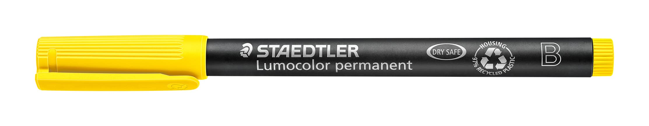 Staedtler 314 Lumocolor Universal Pen B Tip, Approx. 1.0 or 2.5 mm, Permanent, Pack of 10 in Cardboard Case Yellow