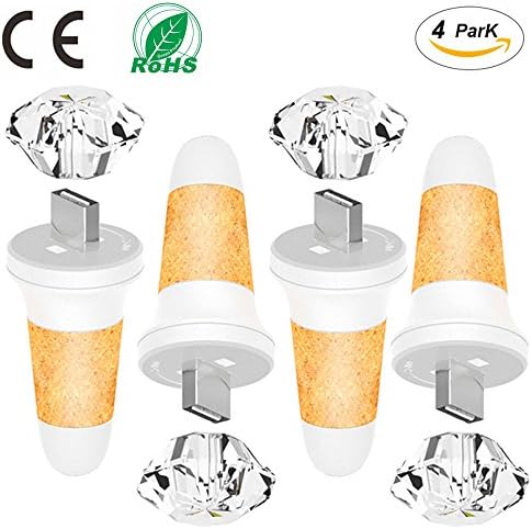 4 Pack LED Wine Bottle Nightlight USB Rechargeable Cork Lights Fairy Starry String Lights Gift Colorful Lamp for Christmas Halloween Wedding Birthday Party Decor (Diamond Cap)