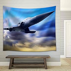 Military Airplan on The Speed - Fabric Wall Tapestry Home Decor - 51x60 inches