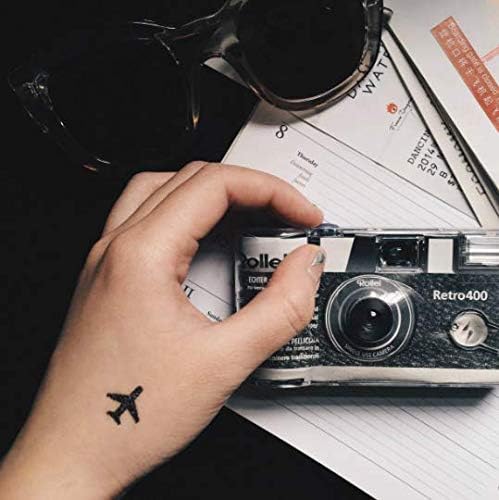 Little Aeroplane Shadow Temporary Fake Tattoo Sticker (Set of 4) - www.ohmytat.com