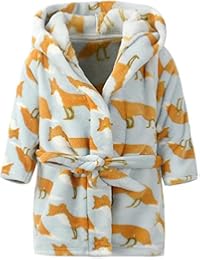 Ameyda Unisex Children's Flannel Bathrobes Hoodie, 1 Years - 13 Years